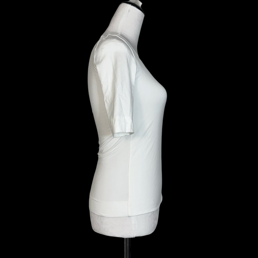 Akris Punto Cotton Half Sleeve Square Neck Tee Size 2 Quiet Luxury Minimalist - Picture 3 of 8